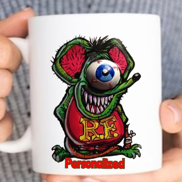 Custom Rat Fink Mug with Eye Design - Picture 1 of 3